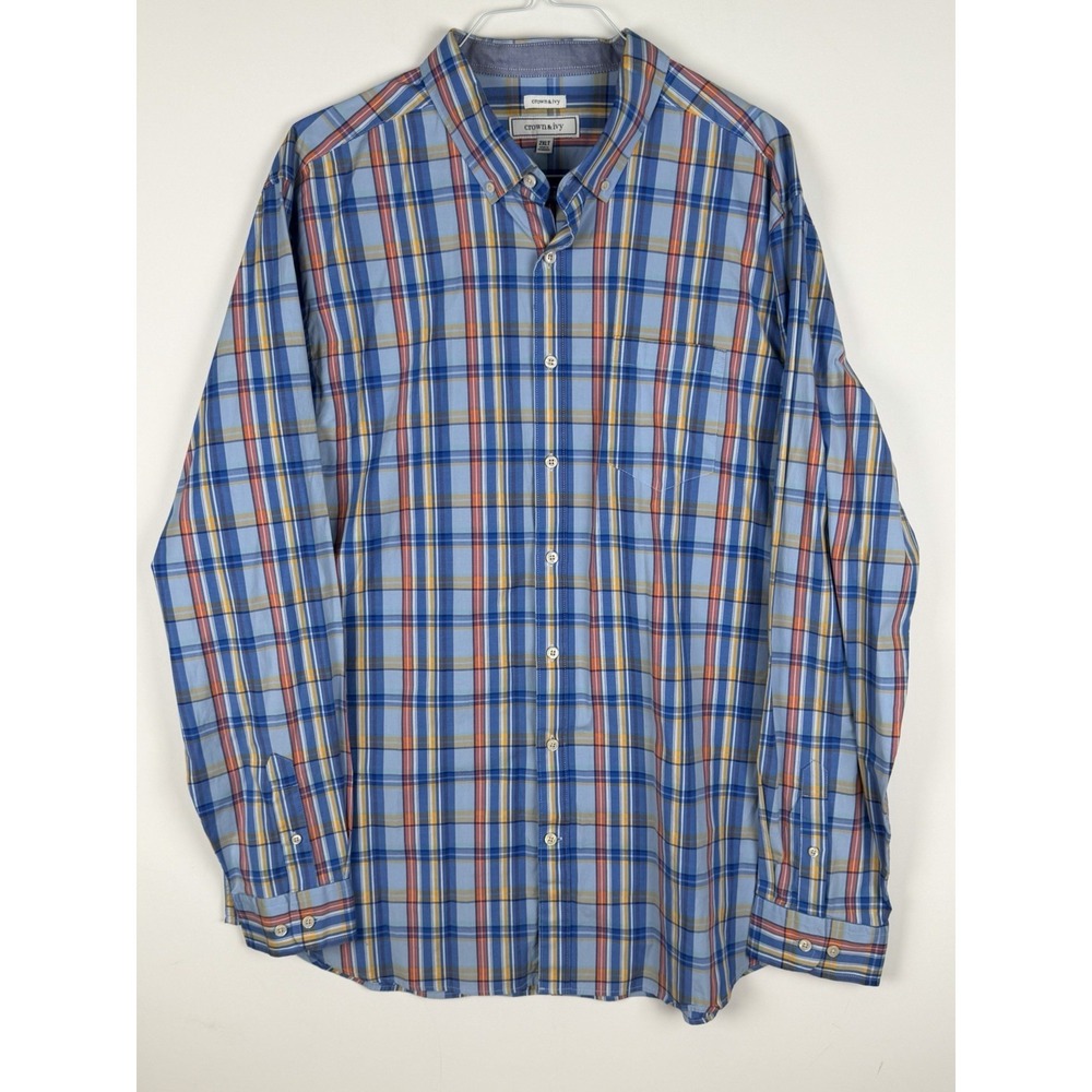 Crown & Ivy 2XLT Classic Fit Button Up Long Sleeve multicolor Shirt